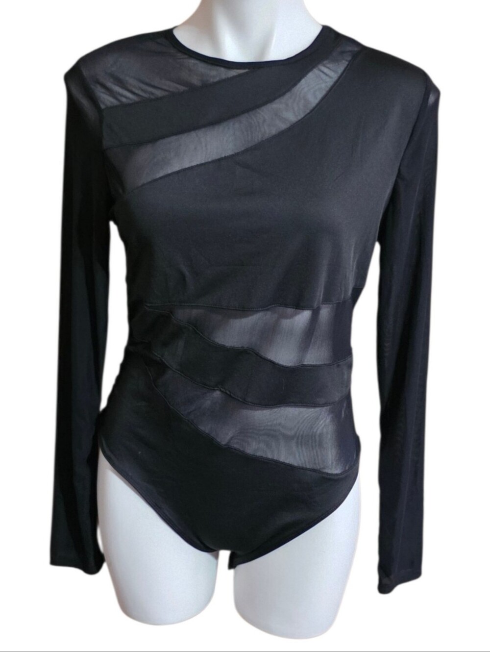 Milumia Long Sleeve Mesh Bodysuit Black Size L - Picture 5 of 15